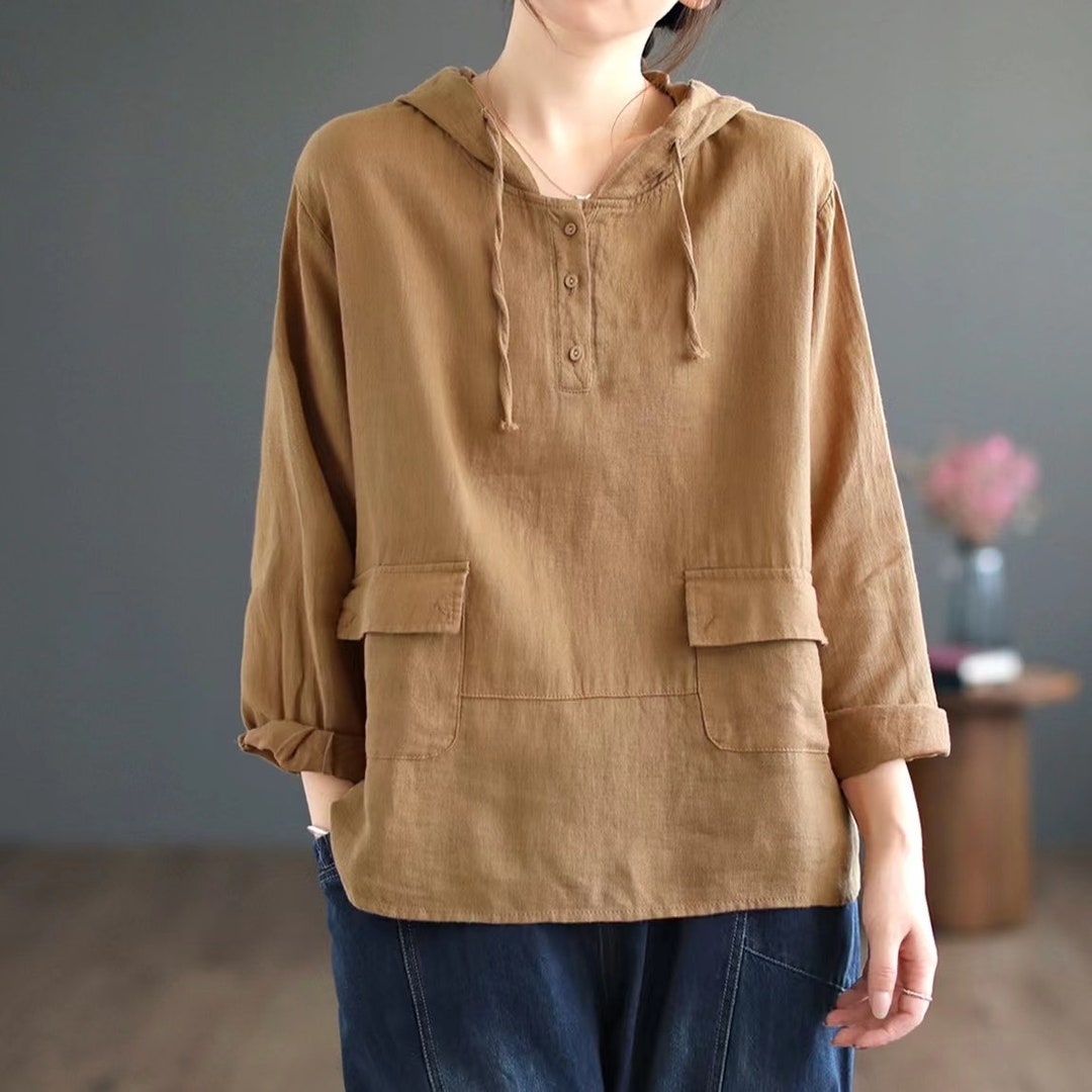 Linen Hoodie Top