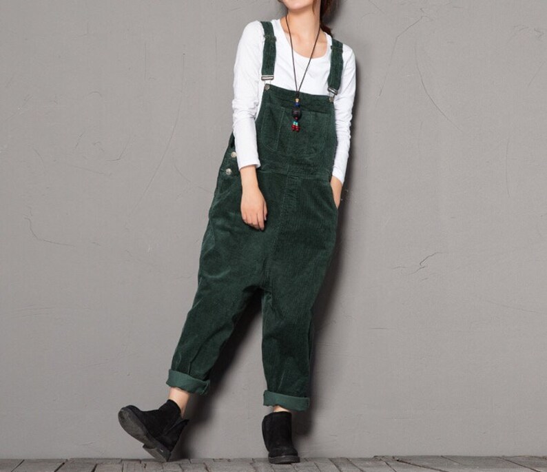 Vintage Comfortable Green Corduroy Overalls Adjustable - Etsy