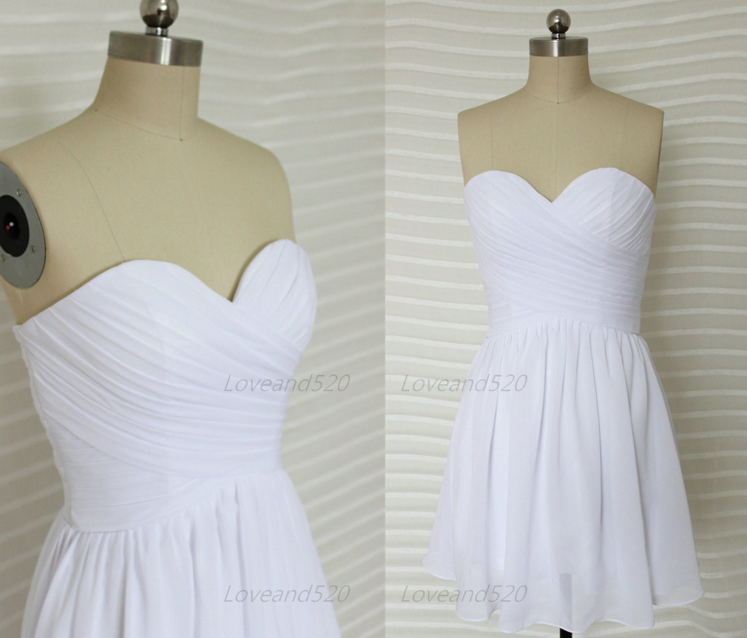 White Strapless Chiffon Bridesmaid Dresses