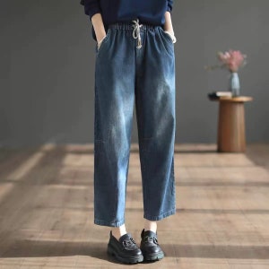 Jeans sueltos para mujer, estilo casual, pierna ancha, recta, clásico,  cintura alta, pantalones de mezclilla