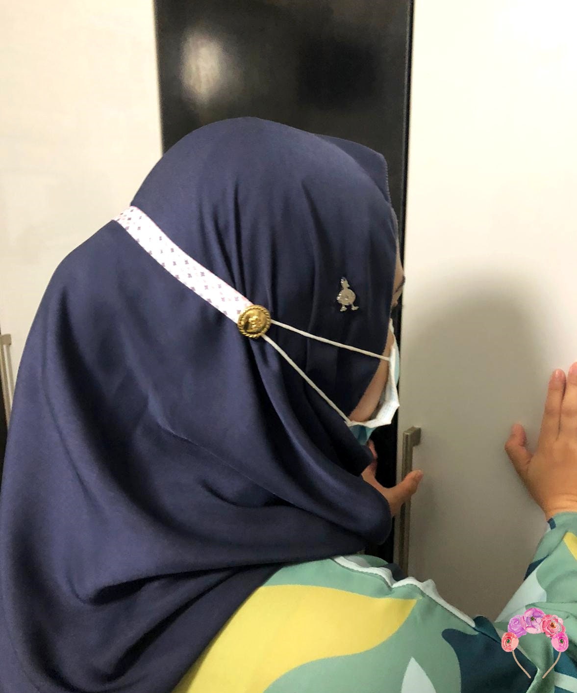 Hijab Mask Extension Strap with Floral Rhinestone Mask Etsy 日本