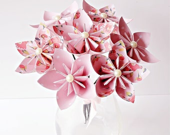 Gift of Paper Origami Flowers Bouquet for 1st Anniversary, flower gift for a friend - Post Direct with Gift Message Option