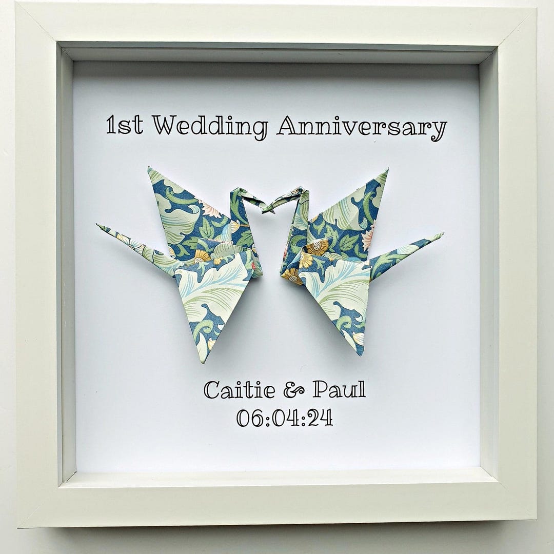Personalised 1st Paper Wedding Anniversary Card – For Wife, Husband – Red Square Envelope