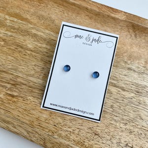 Shimmer Navy Dot Earrings|Pick your own size