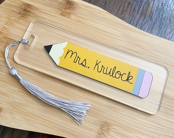 Teacher pencil acrylic bookmark