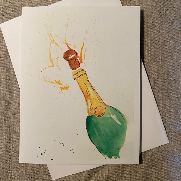 Popping Champagne Greeting Card \ Mother's day Bottle Champagne card \ Sparkling Card \ Celebration Card \ Prosecco \ Cava \ Booze Card