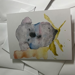 Koala / Birthday Card / baby koala / Cute Card / Handmade Card / Watercolor Card