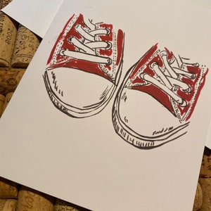 Carte chaussures/ Carte d’anniversaire / Carte couple de baskets / Carte de mariage / Carte mignonne / Carte faite à la main / Carte aquarelle / Carte Valentines/ amour /