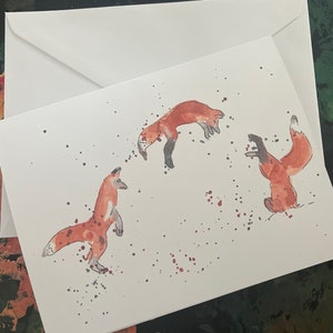 Renard/carte d'anniversaire/carte de baby shower/carte de mariage/jolie carte/carte faite main/carte aquarelle/carte de la Saint-Valentin/