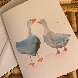 Gänse Karte/ Geburtstagskarte / Baby Shower Karte / Valentinstag / Süße Karte / Handgemachte Karte / Aquarell Karte / Valentinstag