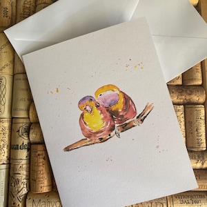 Birds love Card/ Birthday Card / Baby Shower Card / Wedding Card / Cute Card / Handmade Card / Watercolor Card / Valentines Card/ missed you