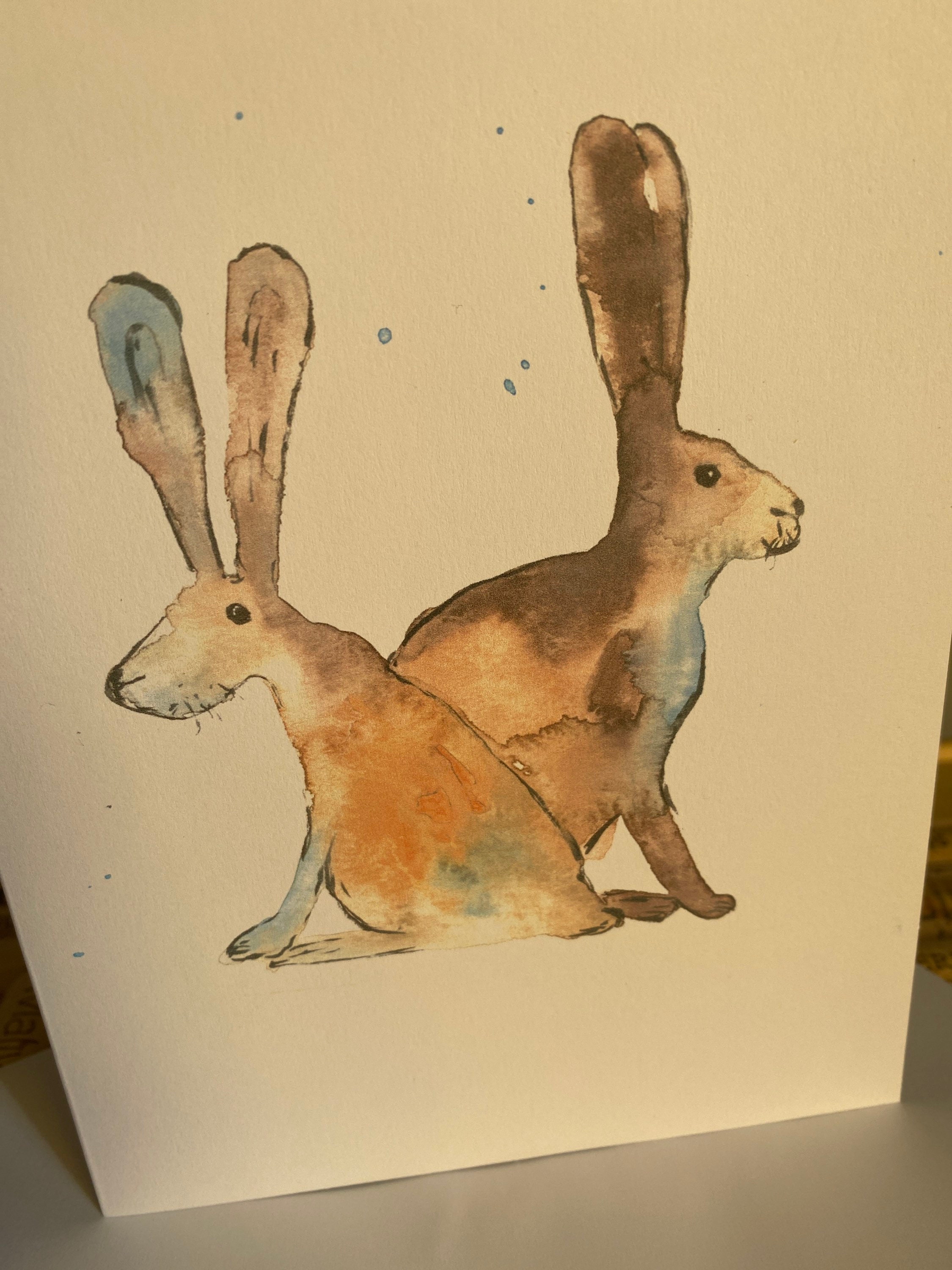Watercolor Rabbits Card, Handmade Animal Greeting Card - Etsy