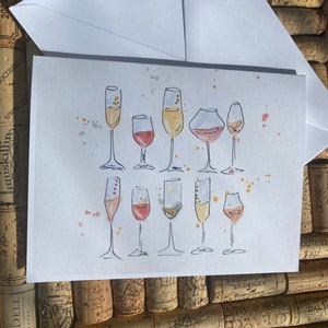 Carte Verres à vin \ Carte Célébration \ Carte Boissons alcoolisées \ de nous tous \ Vous nous manquez \ Joyeux anniversaire \