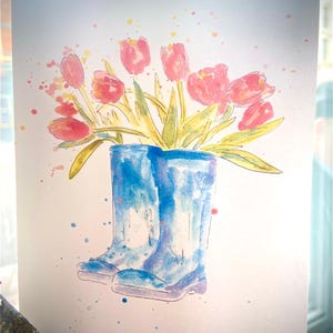 Carte tulipes \ carte de célébration \ carte de fleurs \ de nous tous \ vous nous manquez \ joyeux anniversaire \ joyeuse fête des mères