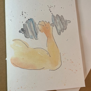 Carte de gym/carte d'anniversaire/carte spot/carte mignonne/carte faite main/carte aquarelle/carte de la Saint-Valentin/j'aime le sport/pour l'entraîneur