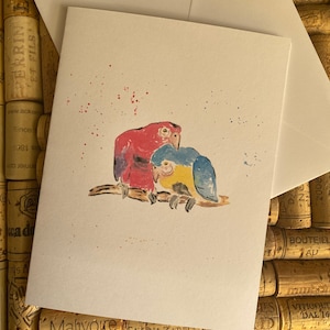 Birds Card/ Birthday Card / Baby Shower Card / Wedding Card / Cute Card / Handmade Card / Watercolor Card / Valentines Card/
