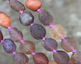 2 round long _ Violet purple agate  _ bloodline vein agate  _ gobi desert rough stone necklace