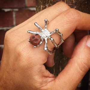 rote Ader _ Blutfadensehne _ Gobi Wüsten-Rohstein _ Spinnen Gobi Achat Ring