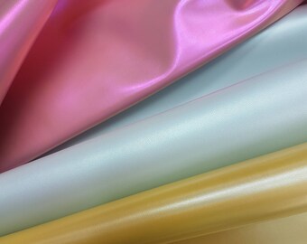 NEW - Pearly Metallic Glossy Sheen Effect Lambskin Yellow or Pink or Off White Color Genuine Leather Shiny Pearly Surface