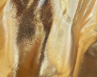 NEW - 7 sqft Liquid Gold Light Gold Metallic Luminous Effect Leather Cowhide Genuine Leather Skin