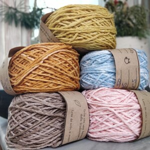 100% cotton yarn dyed with plants in bright summer colors. Balls for knitted and crocheted dresses, baby hats, openwork shawls