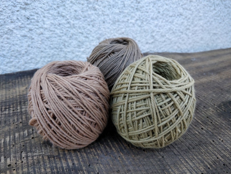 antique pink and light green Easter basket stuffer for adults Woodland woollen skeins hand dyed with forest plants beige Thin wool thread