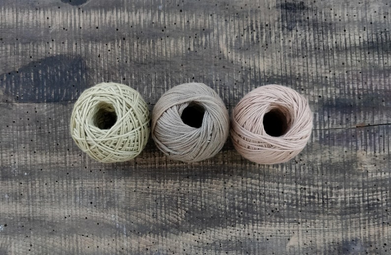 antique pink and light green Easter basket stuffer for adults Woodland woollen skeins hand dyed with forest plants beige Thin wool thread