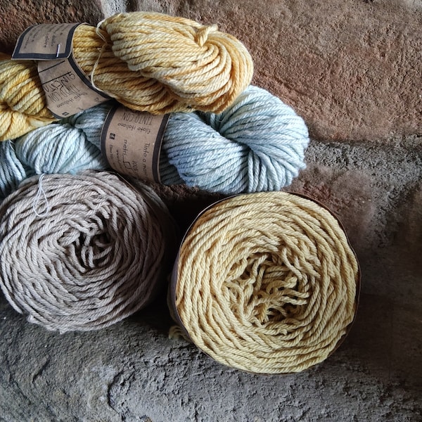 Cotone grosso per abiti estivi ai ferri vari spessori e colori Filato Worsted Aran per borse granny all'uncinetto tinto a mano con le piante