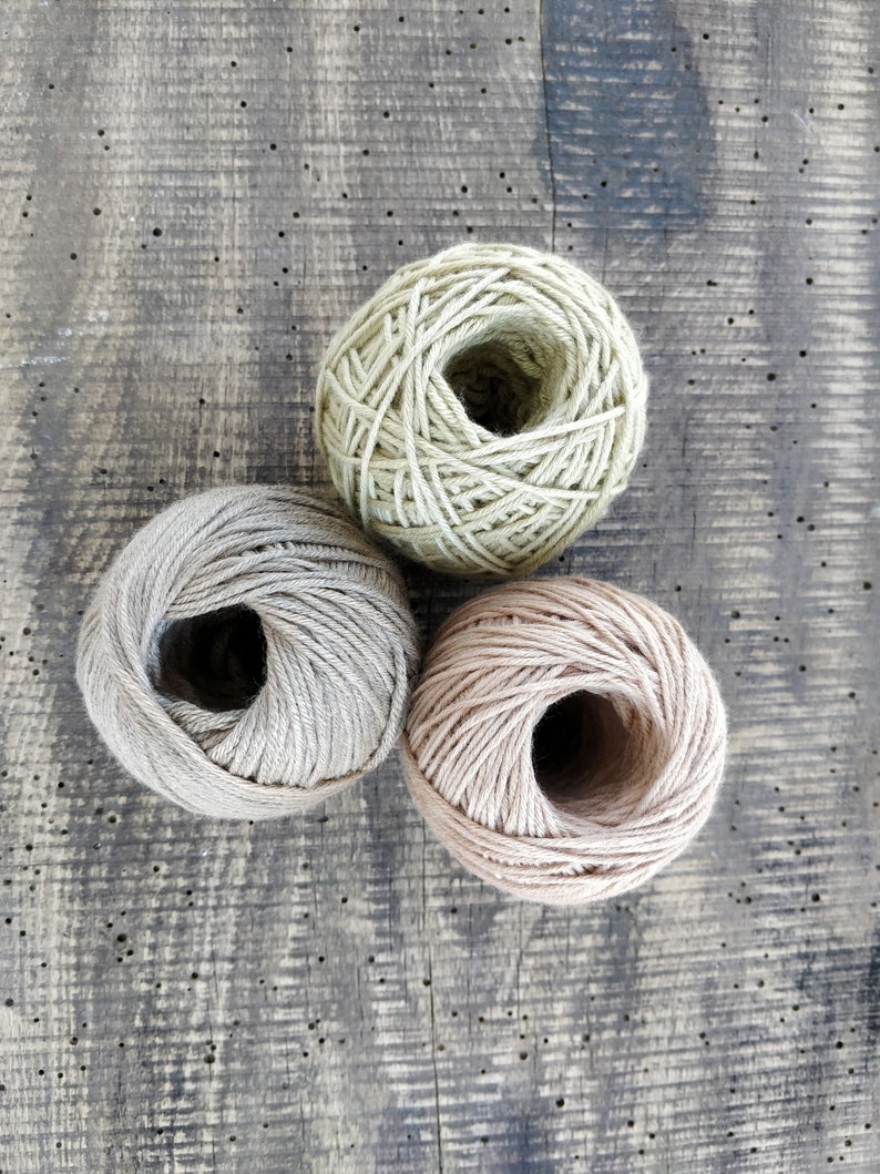 antique pink and light green Easter basket stuffer for adults Woodland woollen skeins hand dyed with forest plants beige Thin wool thread