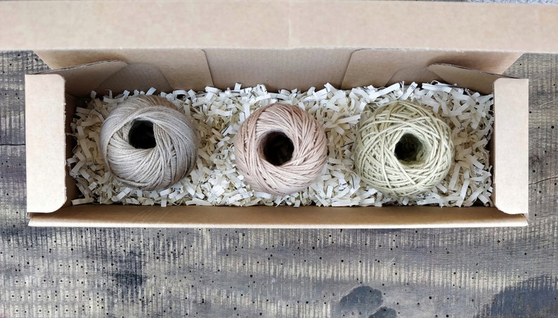 antique pink and light green Easter basket stuffer for adults Woodland woollen skeins hand dyed with forest plants beige Thin wool thread