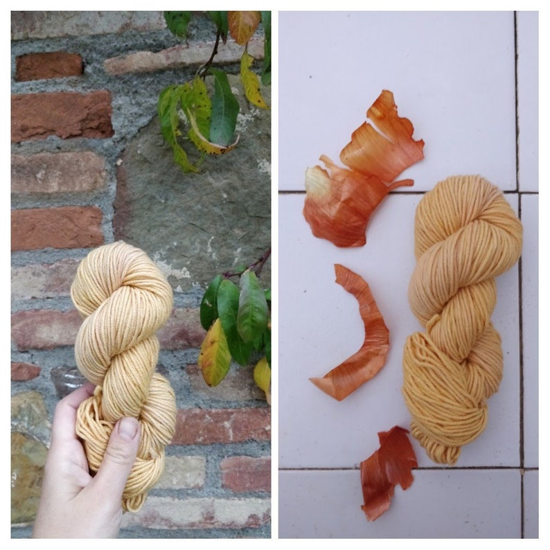 Natural dye kit with wool skein, cotton cloth, two colours dried plants and eco-friendly mordants. Full dyeing supplies for yarns and fabric image 9