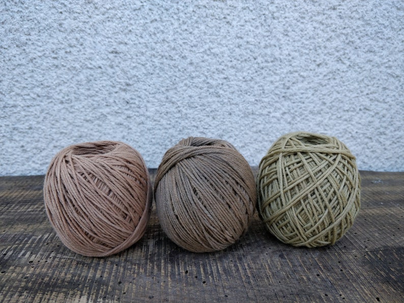 antique pink and light green Easter basket stuffer for adults Woodland woollen skeins hand dyed with forest plants beige Thin wool thread