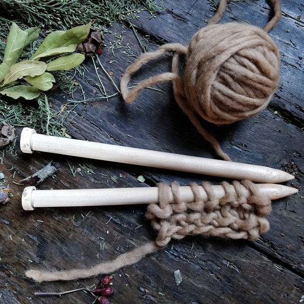 Giant knitting needles fir wood hand carved size 35 Super bulky single point 18 mm for big blankets, extreme knit jumbo accessories beginner