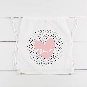 Personalised Drawstring bag, dotty Heart, PE bag