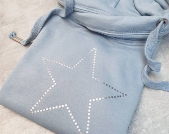 Star Hoodie, cowl neck hoodie, dotted star, ladies hoodie, comfy hoodie, slouch hoodie