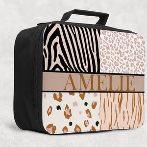 Personalised Lunch Box - Mixed Animal Print, Animal print lunch box, lunch bag