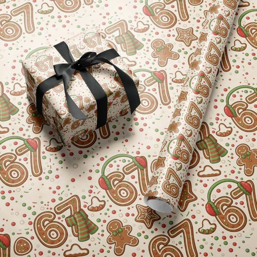 Funny 67 Christmas Wrapping Paper, Santa Meme Gift Wrap for Kids ...
