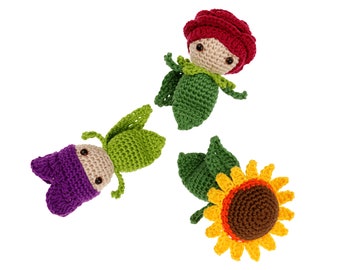 Crochet pattern PDF: Mini Rose - Sunflower - Tulip