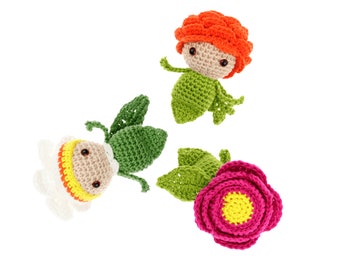 Crochet pattern PDF: Mini Peony - Ranunculus - Orchid