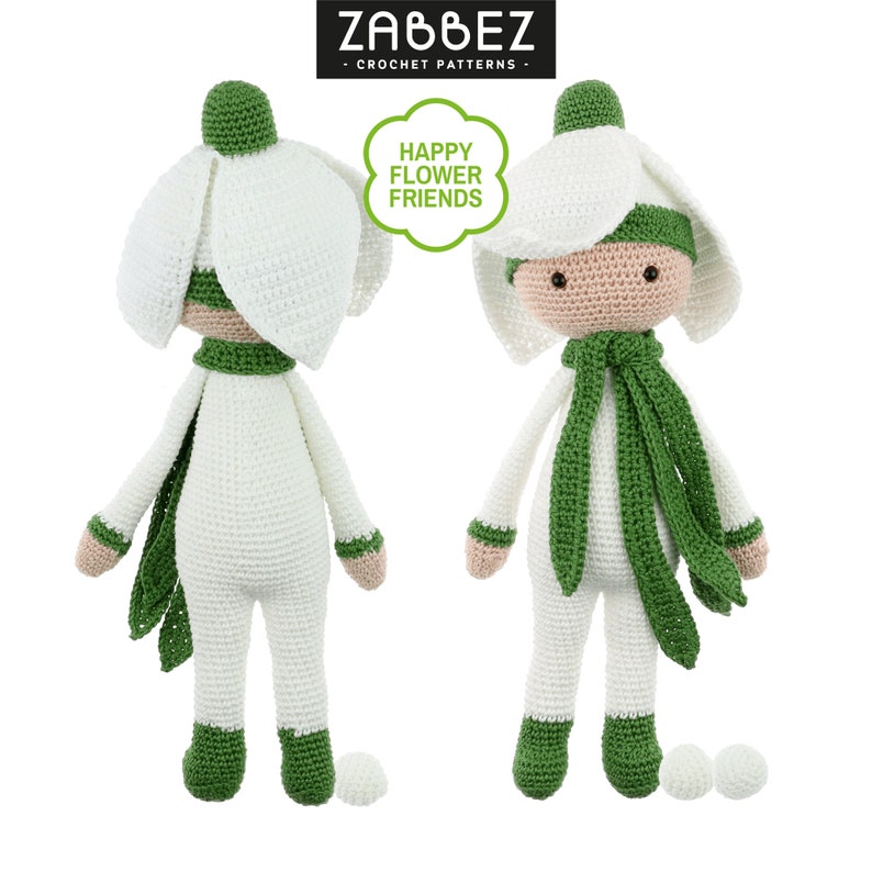 Crochet pattern amigurumi doll "Snowdrop Sia" PDF
