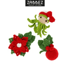 Crochet pattern PDF: Mini Holly - Poinsettia - Mistletoe