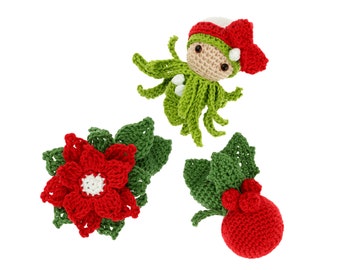 Crochet pattern PDF: Mini Holly - Poinsettia - Mistletoe
