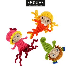 Crochet pattern PDF: Mini Goldfish, Octopus, Seahorse