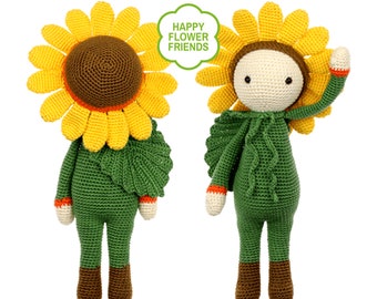 Crochet pattern amigurumi doll "Sunflower Sam" PDF