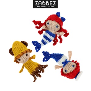 Crochet pattern PDF: Mini Mermaid, Merman, Squid