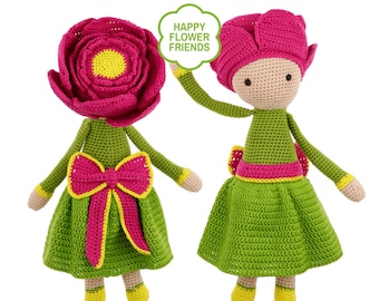 Crochet pattern amigurumi doll "Peony Pam" PDF