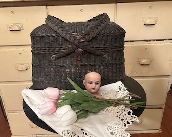 Antique French Bressan Basket 19th Century Wicker Basket