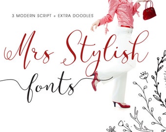Mrs Glows Modern Calligraphy Font Download with Bonus | Etsy