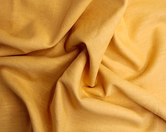 Pure 100% Linen, environmentally enzyme washed linen, mustard yellow, medium weight , dressmaking, home decor