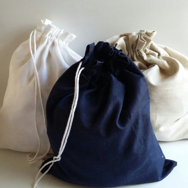 Linen travel laundry bag ,white,navy or natural ,environmentally friendly,  lingerie